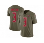 Men Nike Tampa Bay Buccaneers #3 Jameis Winston Limited Olive 2017 Salute to Service NFL Jerse
