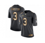 Men's Nike Tampa Bay Buccaneers #3 Jameis Winston Limited Black Gold Salute to Service NFL Jersey