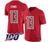 Men's Tampa Bay Buccaneers #13 Mike Evans Limited Red Rush Vapor Untouchable 100th Season Football Jersey
