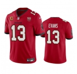 Men's Tampa Bay Buccaneers #13 Mike Evans Red 2025 50th Anniversary Patch And 4-Star C Patch Vapor Untouchable Limited Football Stitched Jersey