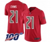 Men's Tampa Bay Buccaneers #21 Justin Evans Limited Red Rush Vapor Untouchable 100th Season Football Jersey