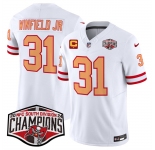 Men's Tampa Bay Buccaneers #31 Antoine Winfield Jr. White F.U.S.E. 2024 NFC South Champions With 1-Star C Patch Limited Stitched Jersey