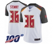 Men's Tampa Bay Buccaneers #36 M.J. Stewart White Vapor Untouchable Limited Player 100th Season Football Jersey