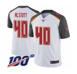 Men's Tampa Bay Buccaneers #40 Mike Alstott White Vapor Untouchable Limited Player 100th Season Football Jersey