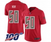 Men's Tampa Bay Buccaneers #50 Vita Vea Limited Red Rush Vapor Untouchable 100th Season Football Jersey