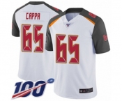 Men's Tampa Bay Buccaneers #65 Alex Cappa White Vapor Untouchable Limited Player 100th Season Football Jersey