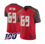 Men's Tampa Bay Buccaneers #69 Demar Dotson Red Team Color Vapor Untouchable Limited Player 100th Season Football Jersey