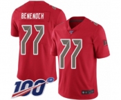 Men's Tampa Bay Buccaneers #77 Caleb Benenoch Limited Red Rush Vapor Untouchable 100th Season Football Jersey