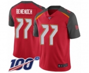 Men's Tampa Bay Buccaneers #77 Caleb Benenoch Red Team Color Vapor Untouchable Limited Player 100th Season Football Jersey