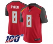 Men's Tampa Bay Buccaneers #8 Bradley Pinion Red Team Color Vapor Untouchable Limited Player 100th Season Football Jersey