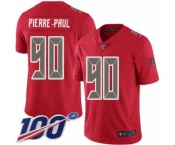 Men's Tampa Bay Buccaneers #90 Jason Pierre-Paul Limited Red Rush Vapor Untouchable 100th Season Football Jersey