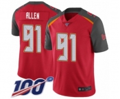 Men's Tampa Bay Buccaneers #91 Beau Allen Red Team Color Vapor Untouchable Limited Player 100th Season Football Jersey