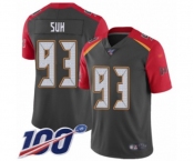 Men's Tampa Bay Buccaneers #93 Ndamukong Suh Limited Gray Inverted Legend 100th Season Football Jersey