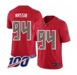 Men's Tampa Bay Buccaneers #94 Carl Nassib Limited Red Rush Vapor Untouchable 100th Season Football Jersey