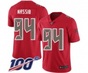 Men's Tampa Bay Buccaneers #94 Carl Nassib Limited Red Rush Vapor Untouchable 100th Season Football Jersey