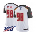Men's Tampa Bay Buccaneers #98 Anthony Nelson White Vapor Untouchable Limited Player 100th Season Football Jersey