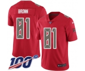 Nike Buccaneers #81 Antonio Brown Red Men's Stitched NFL Limited Rush 100th Season Jersey