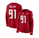 Women Nike Tampa Bay Buccaneers #91 Beau Allen Limited Red Therma Long Sleeve NFL Jersey