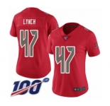 Women's Tampa Bay Buccaneers #47 John Lynch Limited Red Rush Vapor Untouchable 100th Season Football Jersey