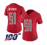 Women's Tampa Bay Buccaneers #51 Kendell Beckwith Limited Red Rush Vapor Untouchable 100th Season Football Jersey