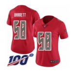 Women's Tampa Bay Buccaneers #58 Shaquil Barrett Limited Red Rush Vapor Untouchable 100th Season Football Jersey