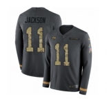 Youth Nike Tampa Bay Buccaneers #11 DeSean Jackson Limited Black Salute to Service Therma Long Sleeve NFL Jersey