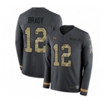 Youth Tampa Bay Buccaneers #12 Tom Brady Limited Black Salute to Service Therma Long Sleeve Football Jersey