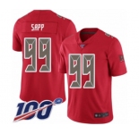 Youth Tampa Bay Buccaneers #99 Warren Sapp Limited Red Rush Vapor Untouchable 100th Season Football Jersey