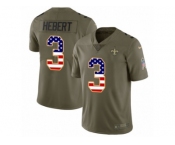 Men Nike New Orleans Saints #3 Bobby Hebert Limited Olive USA Flag 2017 Salute to Service NFL Jersey