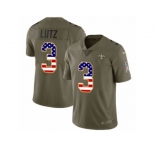 Men Nike New Orleans Saints #3 Will Lutz Limited Olive USA Flag 2017 Salute to Service NFL Jersey