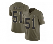 Men Nike New Orleans Saints #51 Sam Mills Limited Olive 2017 Salute to Service NFL Jersey