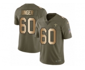 Men Nike New Orleans Saints #60 Max Unger Limited Olive Gold 2017 Salute to Service NFL Jersey