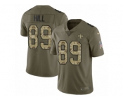 Men Nike New Orleans Saints #89 Josh Hill Limited Olive Camo 2017 Salute to Service NFL Jersey