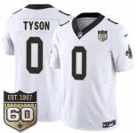 Men's New Orleans Saints #0 Jordyn Tyson White 2026 F.U.S.E 60th Anniversary Patch Vapor Limited Football Stitched Jersey