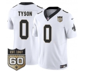 Men's New Orleans Saints #0 Jordyn Tyson White 2026 F.U.S.E 60th Anniversary Patch Vapor Limited Football Stitched Jersey