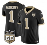 Men's New Orleans Saints #1 Kool-Aid McKinstry Black 2026 F.U.S.E 60th Anniversary Patch Vapor Limited Football Stitched Jersey