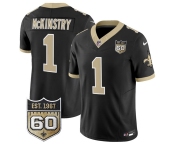Men's New Orleans Saints #1 Kool-Aid McKinstry Black 2026 F.U.S.E 60th Anniversary Patch Vapor Limited Football Stitched Jersey