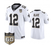 Men's New Orleans Saints #12 Chris Olave White 2026 F.U.S.E 60th Anniversary Patch Vapor Limited Football Stitched Jersey