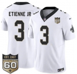 Men's New Orleans Saints #3 Travis Etienne Jr White 2026 F.U.S.E 60th Anniversary Patch Vapor Limited Football Stitched Jersey