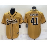 Men's New Orleans Saints #41 Alvin Kamara Gold Stitched MLB Cool Base Nike Baseball Jersey