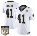 Men's New Orleans Saints #41 Alvin Kamara White 2026 F.U.S.E 60th Anniversary Patch Vapor Limited Football Stitched Jersey