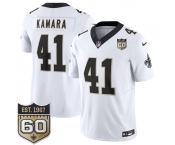 Men's New Orleans Saints #41 Alvin Kamara White 2026 F.U.S.E 60th Anniversary Patch Vapor Limited Football Stitched Jersey