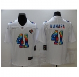 Men's New Orleans Saints #41 Alvin Kamara White Rainbow Version Nike Limited Jersey
