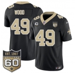 Men's New Orleans Saints #49 Zach Wood Black 2026 F.U.S.E With 4-Star C Patch And 60th Anniversary Patch Vapor Limited Football Stitched Jersey