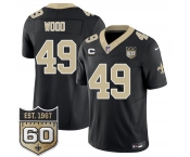 Men's New Orleans Saints #49 Zach Wood Black 2026 F.U.S.E With 4-Star C Patch And 60th Anniversary Patch Vapor Limited Football Stitched Jersey