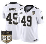 Men's New Orleans Saints #49 Zach Wood White 2026 F.U.S.E With 4-Star C Patch And 60th Anniversary Patch Vapor Limited Football Stitched Jersey