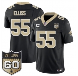 Men's New Orleans Saints #55 Kaden Elliss Black 2026 F.U.S.E With 1-Star C Patch And 60th Anniversary Patch Vapor Limited Football Stitched Jersey