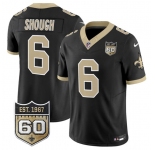 Men's New Orleans Saints #6 Tyler Shough Black 2026 F.U.S.E 60th Anniversary Patch Vapor Limited Football Stitched Jersey