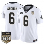 Men's New Orleans Saints #6 Tyler Shough White 2026 F.U.S.E With 1-Star C Patch And 60th Anniversary Patch Vapor Limited Football Stitched Jersey