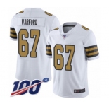 Men's New Orleans Saints #67 Larry Warford Limited White Rush Vapor Untouchable 100th Season Football Jersey